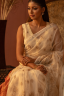 Half Silk Embroidered Lotus Sari